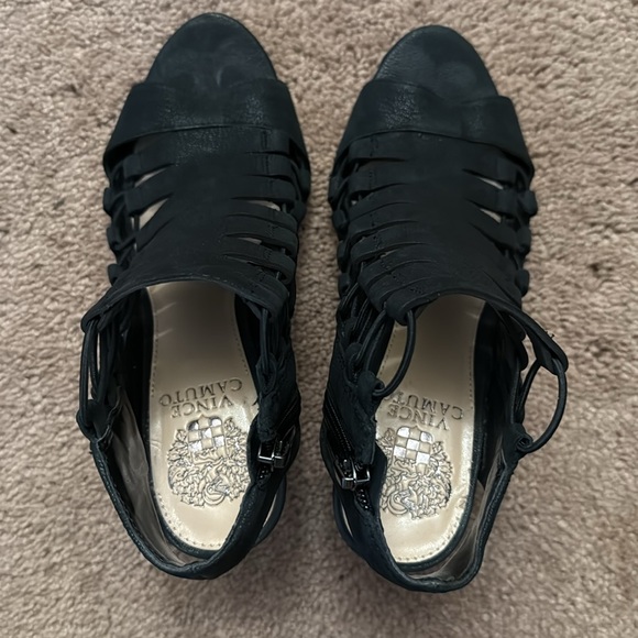 Vince Camuto Eliaz Heeled Strappy Gladiator Dress Sandals Black Leather Size 7 - Picture 6 of 14